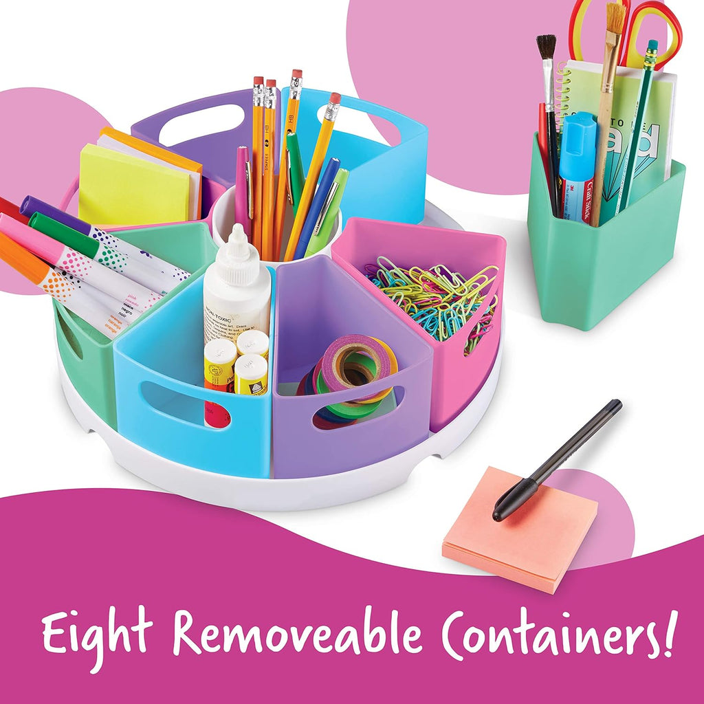 Create-A-Space Storage Center Pastel - Rotating Caddy Organizer for Kids, Art Supply Organizers for Markers, Pens and Pencils, Classroom Table Caddy for Teachers