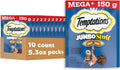 Jumbo Stuffed Cat Treats, Crunchy and Soft Cat Treats, Savory Salmon Flavor, 5.3 Oz. Pouches (Pack of 10)